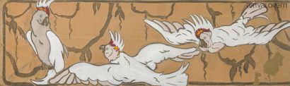 Louis CHAMBRELLENT (XIXe-XXe)
Trois perruches
Aquarelle...