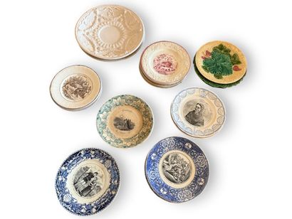 Un lot d'assiettes en faïence fine Sarreguemines,...