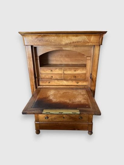 Walnut drop-front secretary desk with four...