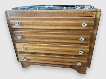 Light oak chest of drawers with fluted decoration,...