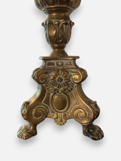 Gilded metal church candleholder converted...