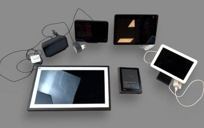Set of 5 Amazon-connected e-readers.
Some...