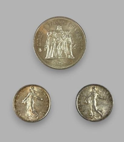 50-franc silver Hercules coin, 1977.
Two...