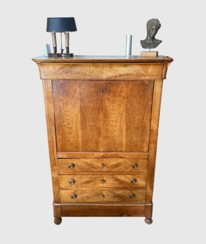 Walnut drop-front secretary desk with four...