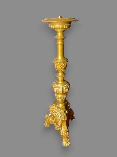 Gilded metal church candleholder converted...