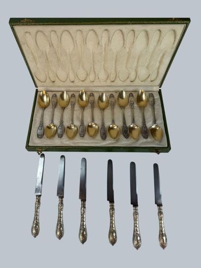 Set of twelve 925°/°° silver coffee spoons...