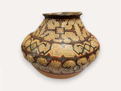 Large glazed terracotta vase with a curved...