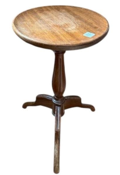 Wooden tripod side table with fluted legs.
(One...
