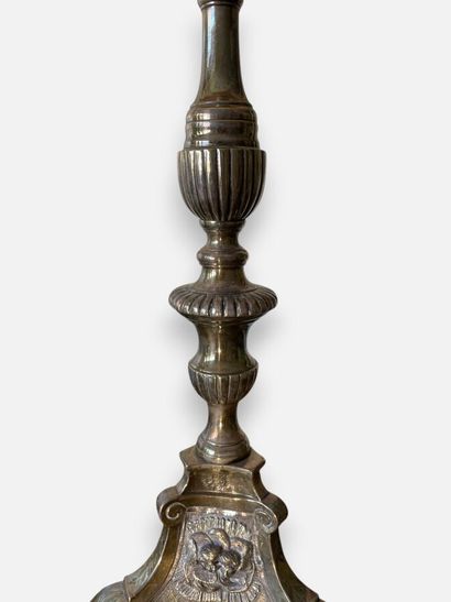 Gilded metal church candleholder converted...