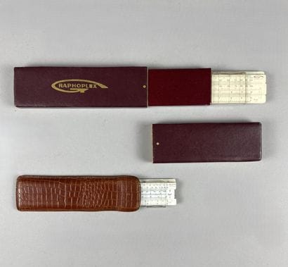 RAPHOPLEX
Two antique slide rules (Rietz...