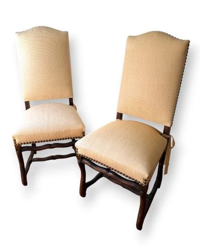 Set of 4 carved wooden chairs with straight...