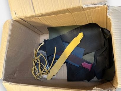 [LEATHER HANDLE]
Box containing assorted...