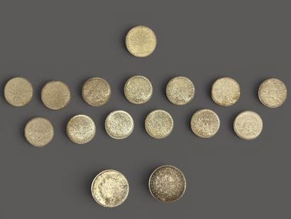 Set of 800°/°° silver coins consisting of:...