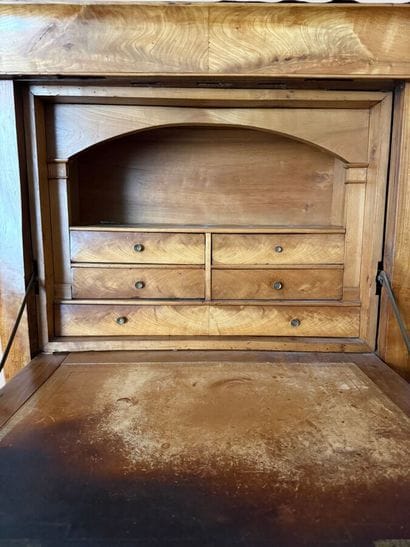 Walnut drop-front secretary desk with four...