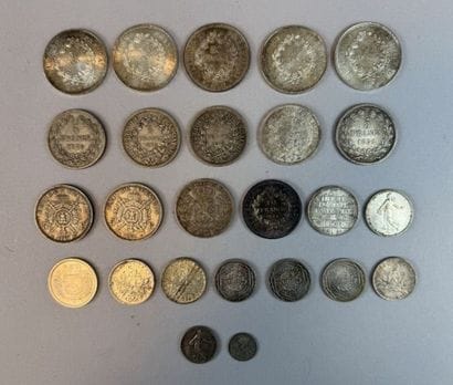 [COINS]
Set of silver coins including: 
50-franc...
