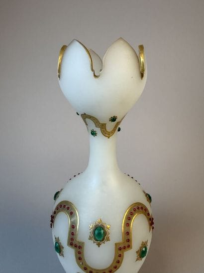 Tulip-shaped vase on a pedestal with a cut-out...