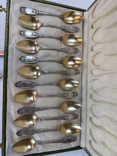 Set of twelve 925°/°° silver coffee spoons...