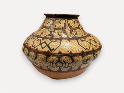 Large glazed terracotta vase with a curved...