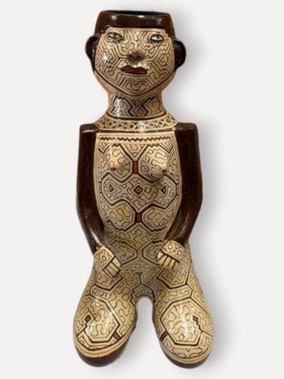 Glazed terracotta anthropomorphic vase depicting...