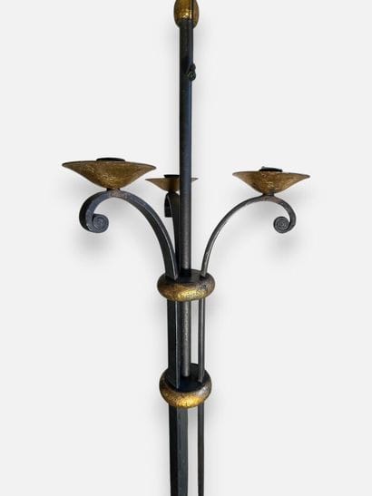 Wrought iron and gold-plated metal floor...