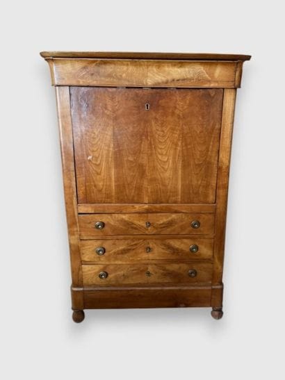 Walnut drop-front secretary desk with four...