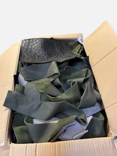 [LEATHER HANDLE]
Box containing numerous...