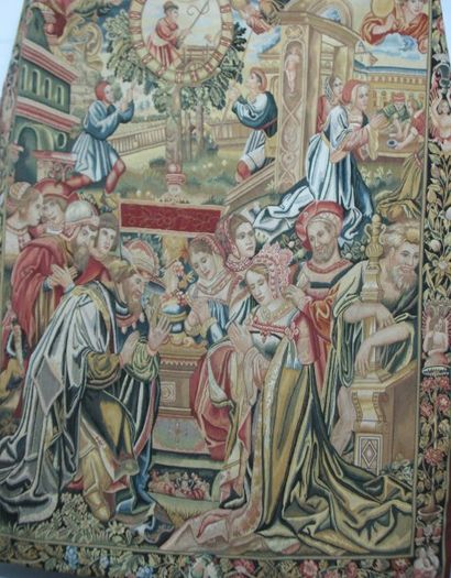 Tapisserie représentant une scène flamande...