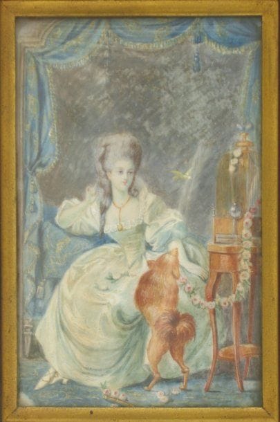 Miniature figurant une femme dans son boudoir...
