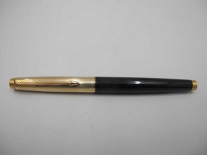 Stylo plume PARKER 75 noir, capuchon plaqué...