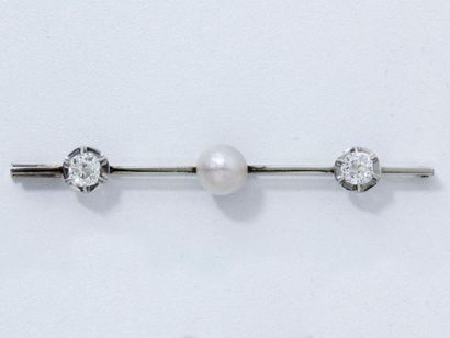 Broche barrette en or gris 18 K et platine,...