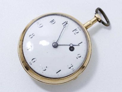 Montre de poche en or 18 K, cadran émaillé...