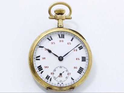Montre de poche en or 18 K, cadran blanc...