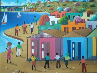 LAMOUR Fritzner, (1948)
village Haïtien animé...