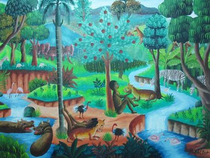 HECTOR Roland (1946)
Paysage Haïtien animé...