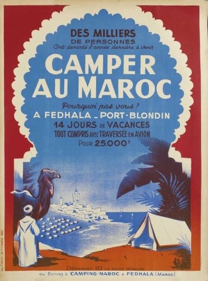 CAMPER AU MAROC non entoilée 59 x 81 cm 