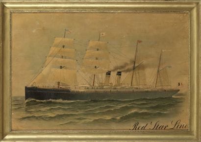 RED STAR LINE encadrée et encadrée d'époque...