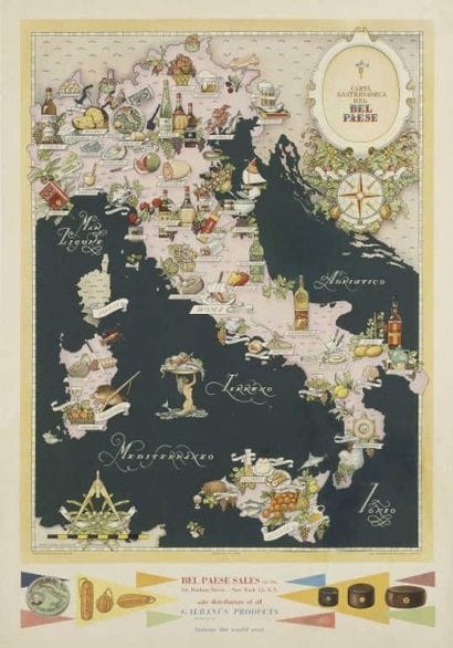 CARTA GASTRONOMICA DEL PAESE 1949 entoilée...