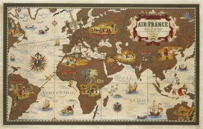BOUCHER Lucien. PLANISPERE AIR FRANCE «nova...