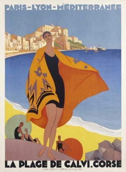 BRODERS Roger . LA PLAGE DE CALVI 1928 imp.Serre...