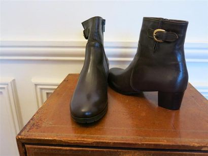 Boots chevreau marron,semelle gomme, fourré...