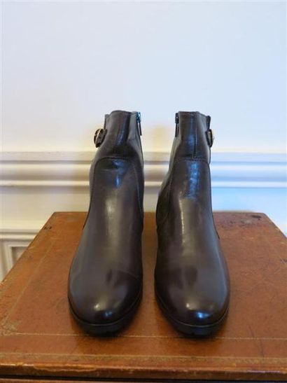 Boots chevreau marron, semelle gomme,fourré...