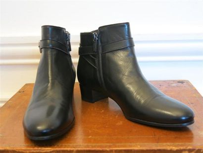 Boots chevreau noir,talon 2cm,T.36