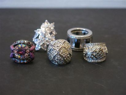 Lot de 5 bagues strass