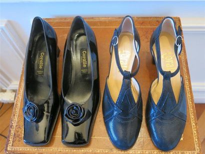 Lot comprenant:1 paire d'escarpins V.noir...