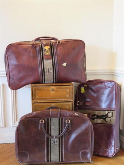 Principe
Lot vintage de 3 valises cuir avec...