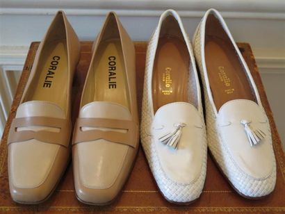 Lot comprenant:1 paire de mocassins tressés...