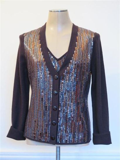 St. Jones
Twin set paillettes marron T.small.état...