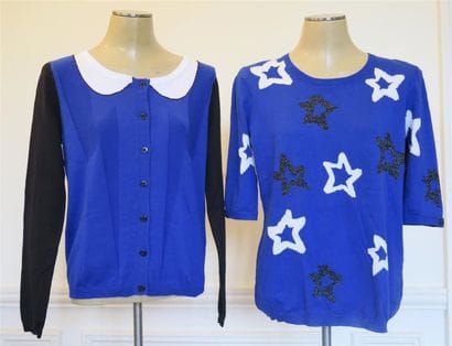 J-C de Castelbajac
Twin-set en coton bleu...