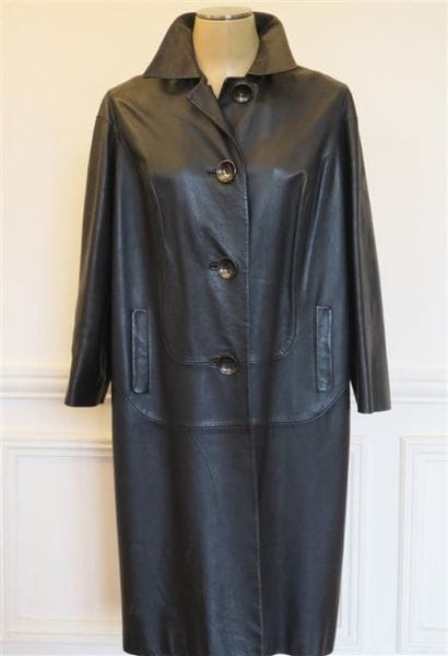 Manteau en cuir noir T.46 bon état