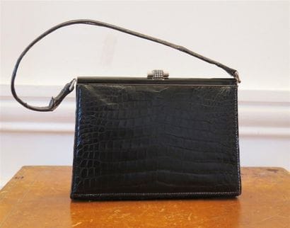 Petit sac en croco noir vintage